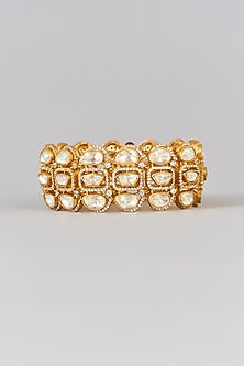 Gold Finish Moissanite Polki Kada