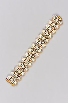 Gold Finish Moissanite Polki Kada