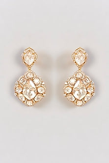 Gold Finish Moissanite Polki Dangler Earrings