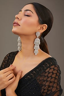 White Finish Diamond Dangler Earrings