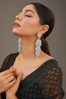 White Finish Diamond Dangler Earrings