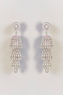 White Finish Diamond Dangler Earrings