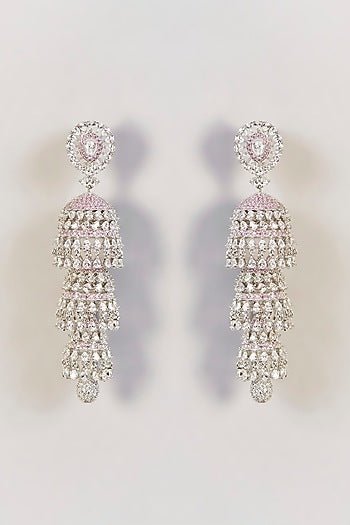 White Finish Diamond Dangler Earrings