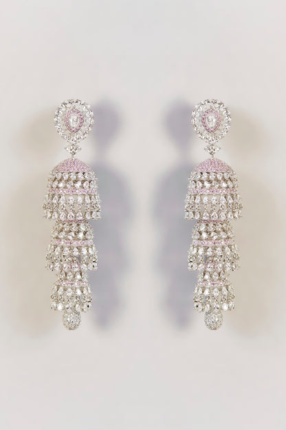 White Finish Diamond Dangler Earrings