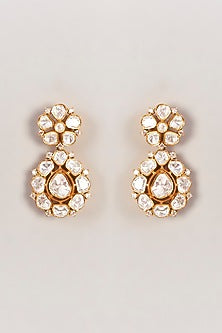 Gold Finish Moissanite Polki Dangler Earrings