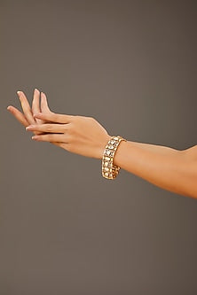 Gold Finish Moissanite Polki Bracelet