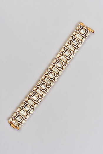 Gold Finish Moissanite Polki Bracelet