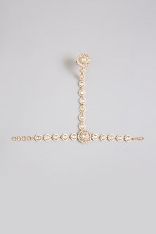 Gold Finish Kundan Polki Haathphool (Set Of 2)