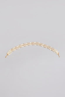 Gold Finish Floral Motifs Kundan Polki & Pearl Sheeshpatti