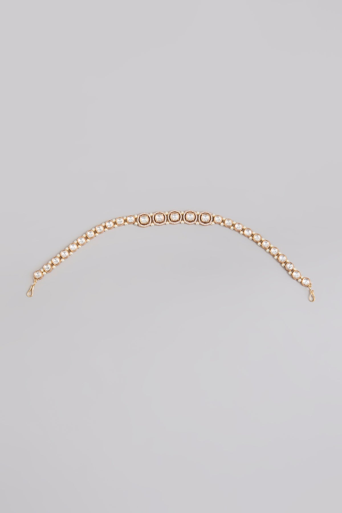 Gold Finish Kundan Polki Motifs Sheeshpatti