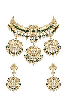 Gold Plated Kundan Polki Choker Necklace Set