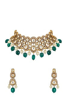 Gold Plated Kundan Polki Necklace Set