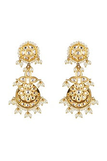 Gold Plated Kundan Polki & Pearl Long Necklace Set