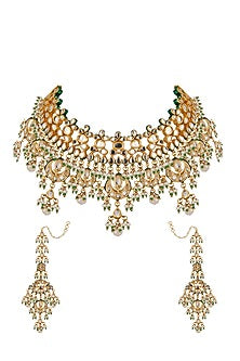 Gold Plated Kundan Polki & Jadau Necklace Set