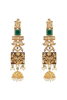 Gold Plated Kundan Polki Jhumka Earrings