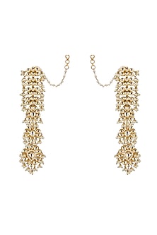Gold Plated Kundan Polki & Pearl Earrings
