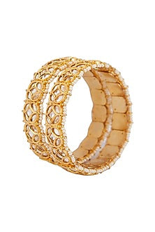Gold Plated Kundan Polki & Pearl Kada