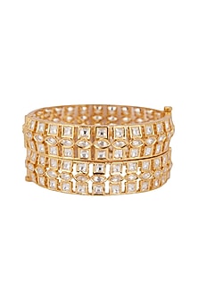 Gold Plated Kundan Polki Kadas (Set Of 2)