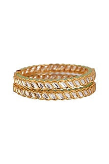 Gold Plated Kundan Polki Kadas (Set Of 2)