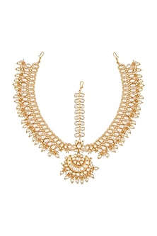 Gold Plated Kundan Polki & Pearl Matha Patti