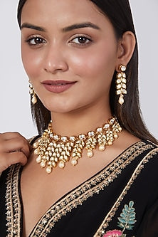Gold Plated Kundan Polki Choker Necklace Set
