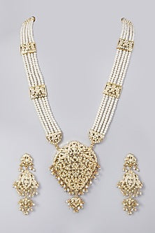 Gold Plated Kundan Polki Long Necklace Set