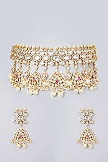 Gold Plated Kundan Polki Necklace Set