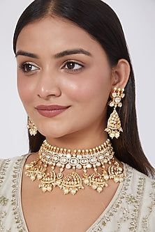 Gold Plated Kundan Polki Necklace Set