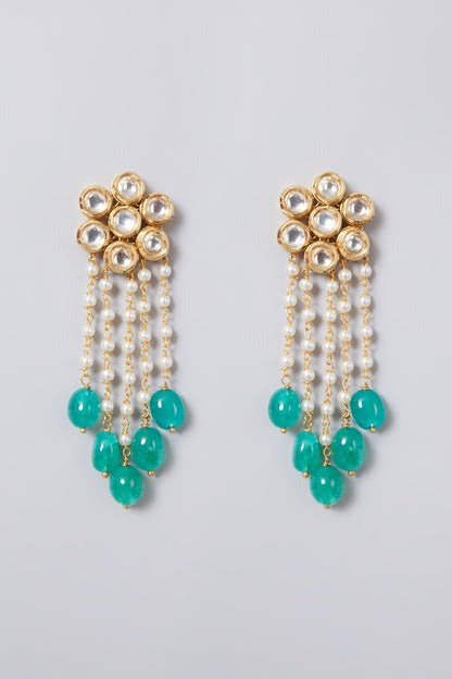 Gold Plated Kundan Polki & Emerald Choker Necklace Set