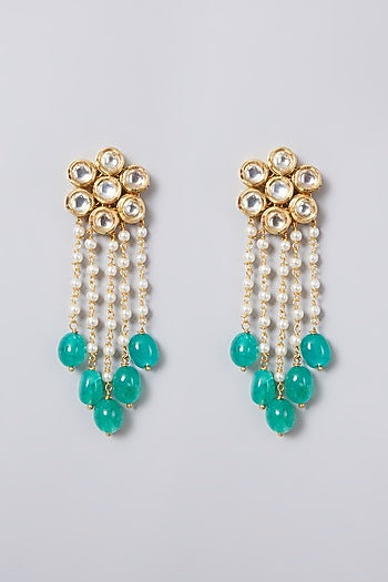 Gold Plated Kundan Polki & Emerald Choker Necklace Set