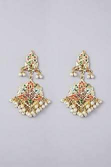 Gold Plated Kundan Polki & Pearl Necklace Set