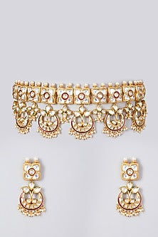 Gold Plated Kundan Polki Necklace Set