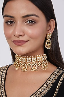 Gold Plated Kundan Polki Necklace Set