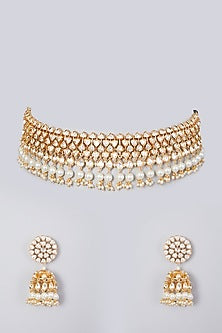 Gold Plated Kundan Polki Necklace Set