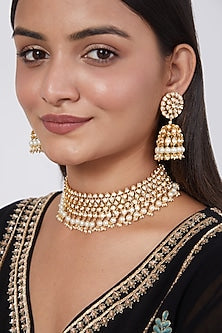 Gold Plated Kundan Polki Necklace Set