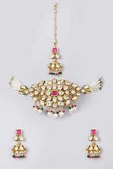 Gold Plated Kundan Polki Necklace Set
