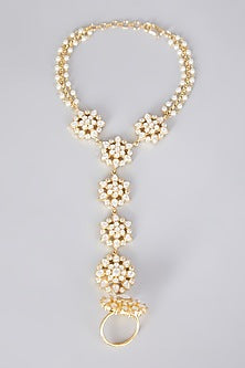 Gold Finish Kundan Polki Hath Phool