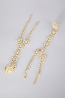 Gold Finish Kundan Polki Hath Phool