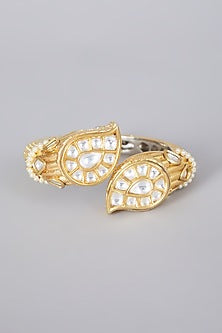 Gold Plated Kundan Polki Cuff