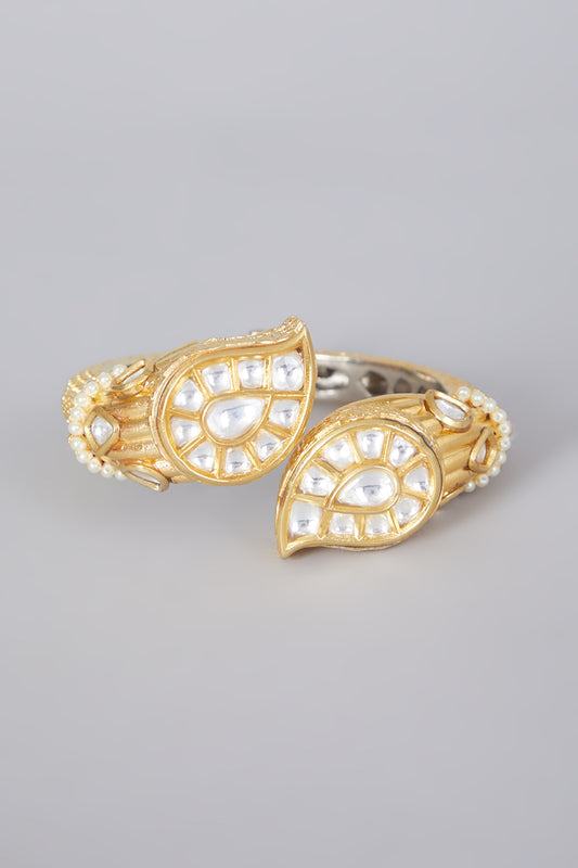 Gold Plated Kundan Polki Cuff
