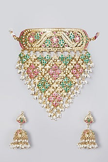 Gold Plated Kundan Polki Choker Necklace Set