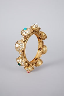 Gold Finish Kundan Polki Kada