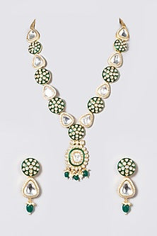 Gold Plated Kundan Polki Long Necklace Set