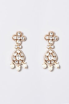 White Plated Kundan Polki & Pearl Choker Necklace Set