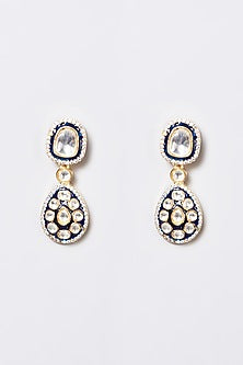 White Plated Kundan Polki Long Necklace Set