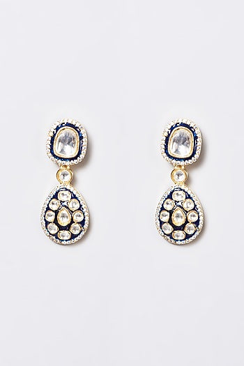 White Plated Kundan Polki Long Necklace Set