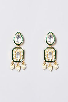 White Finish Kundan Polki & Pearl Meenakari Necklace Set
