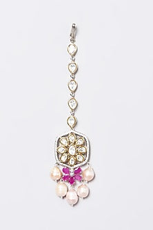 Two Tone Finish Kundan Polki & Pearl Choker Necklace Set