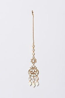Gold Finish Kundan Polki & Pearl Choker Necklace Set