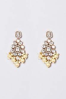 White Finish Kundan Polki & Pearl Necklace Set